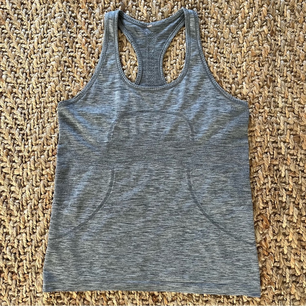 Lululemon Women’s Swiftly Aloha Racerback Tank Top Heather Grey 12 Run Yoga Hike